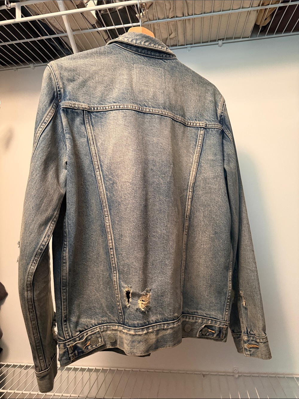 PURPLE Distressed Light Wash Denim Trucker Jacket - Picture 3 of 3